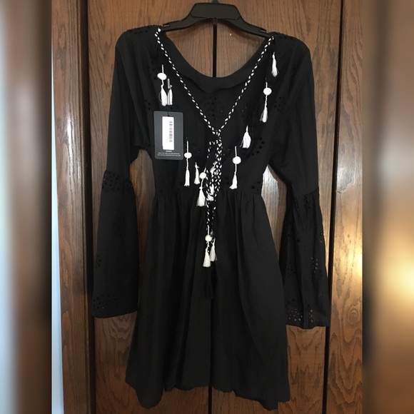 NWT PLT Tassel Back Eyelet Cut Dress - Picture 4 of 6